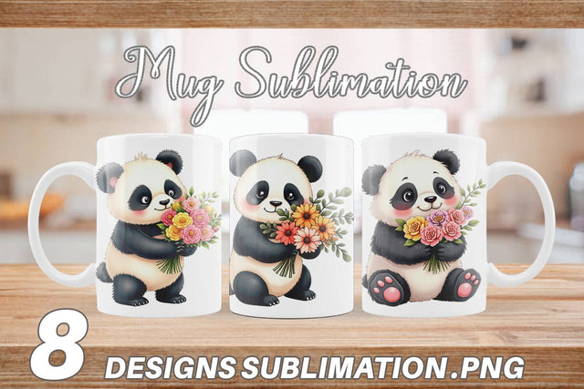 Mug Wrap Panda Spring Bouquet Sublimation artnoy 