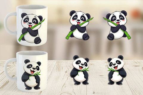 Mug Wrap Panda with Bamboo Sublimation artnoy 