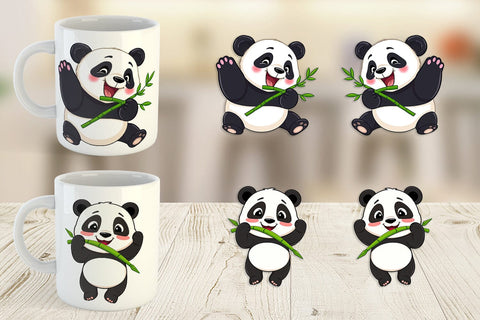 Mug Wrap Panda with Bamboo Sublimation artnoy 