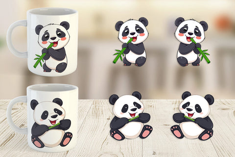 Mug Wrap Panda with Bamboo Sublimation artnoy 