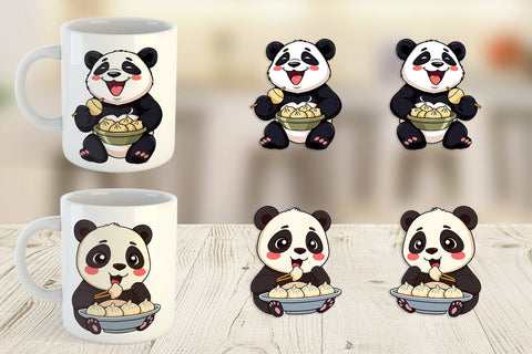 Mug Wrap Panda with Dumplings Sublimation artnoy 
