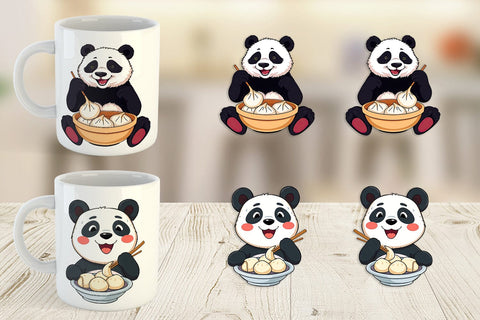 Mug Wrap Panda with Dumplings Sublimation artnoy 
