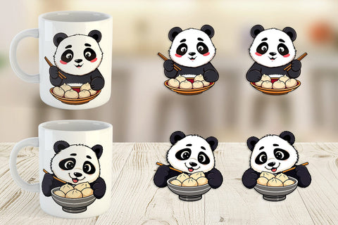 Mug Wrap Panda with Dumplings Sublimation artnoy 