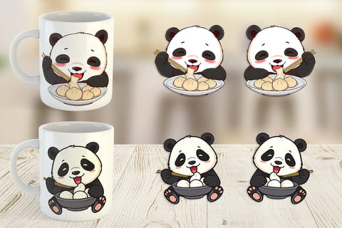 Mug Wrap Panda with Dumplings Sublimation artnoy 