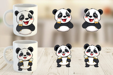 Mug Wrap Panda with Ice Cream Sublimation artnoy 