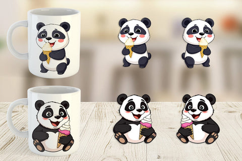 Mug Wrap Panda with Ice Cream Sublimation artnoy 