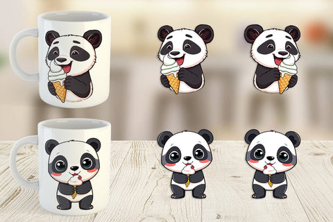 Mug Wrap Panda with Ice Cream Sublimation artnoy 