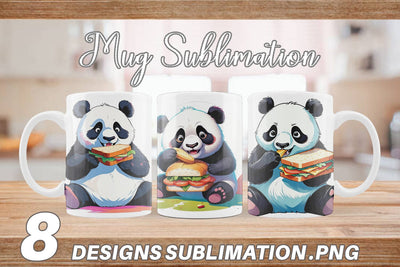 Mug wrap Panda with Sandwich Sublimation artnoy 