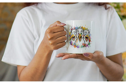 Mug Wrap Panic Tropical Animals Messy Watercolor Sublimation artnoy 