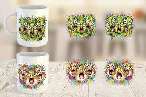 Mug Wrap Panic Tropical Animals Messy Watercolor Sublimation artnoy 