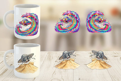 Mug Wrap Panicked UFO Surf Sublimation artnoy 