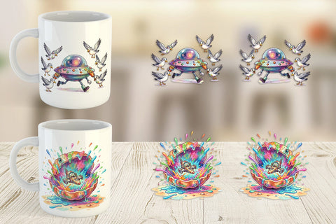 Mug Wrap Panicked UFO Surf Sublimation artnoy 