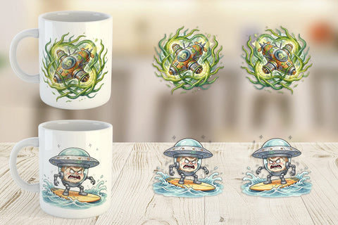 Mug Wrap Panicked UFO Surf Sublimation artnoy 