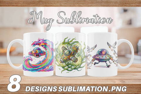 Mug Wrap Panicked UFO Surf Sublimation artnoy 