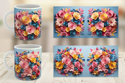Mug Wrap Paper Flower Bouquet Sublimation artnoy 