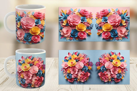 Mug Wrap Paper Flower Bouquet Sublimation artnoy 