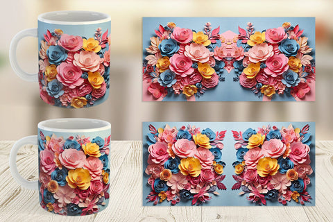 Mug Wrap Paper Flower Bouquet Sublimation artnoy 