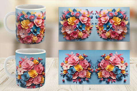 Mug Wrap Paper Flower Bouquet Sublimation artnoy 