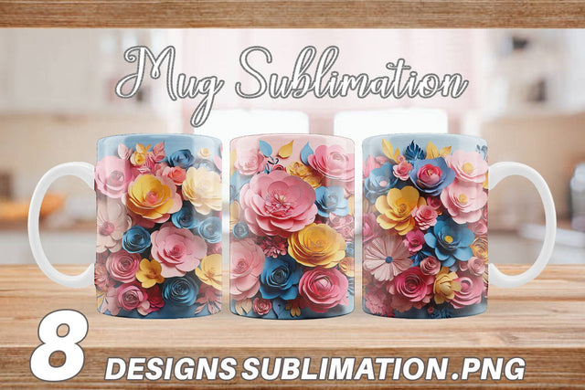 Mug Wrap Paper Flower Bouquet Sublimation artnoy 