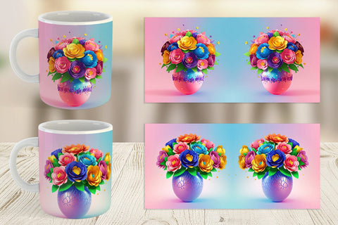Mug Wrap Paper Flowers in Pots Sublimation artnoy 