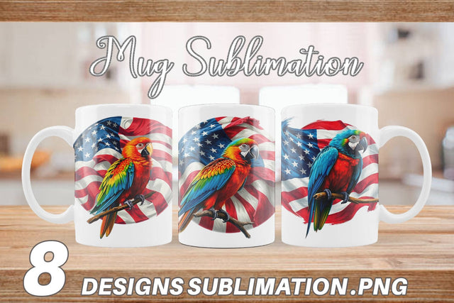 Mug Wrap Parrot 4th of July Sublimation artnoy 