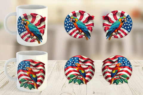 Mug Wrap Parrot 4th of July Sublimation artnoy 