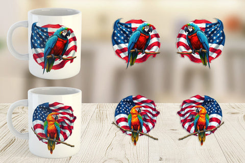Mug Wrap Parrot 4th of July Sublimation artnoy 