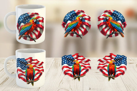 Mug Wrap Parrot 4th of July Sublimation artnoy 