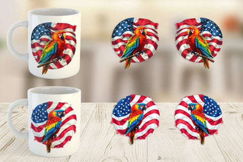 Mug Wrap Parrot 4th of July Sublimation artnoy 