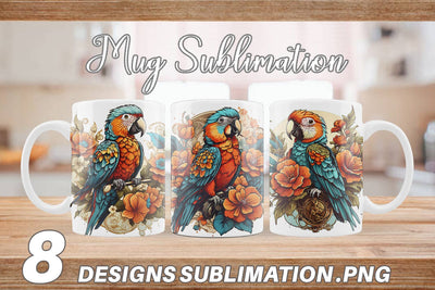 Mug Wrap Parrot and Flower Sublimation artnoy 
