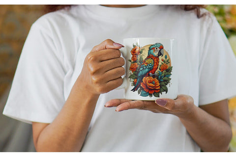Mug Wrap Parrot and Flower Sublimation artnoy 