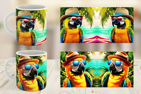 Mug Wrap Parrots in Summer Sublimation artnoy 
