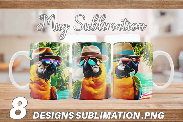 Mug Wrap Parrots in Summer Sublimation artnoy 