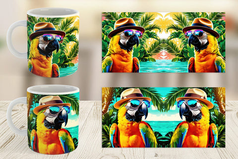 Mug Wrap Parrots in Summer Sublimation artnoy 