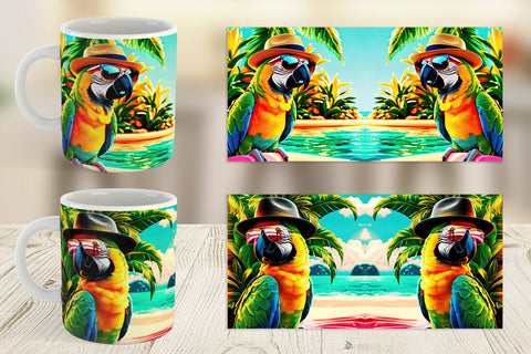 Mug Wrap Parrots in Summer Sublimation artnoy 