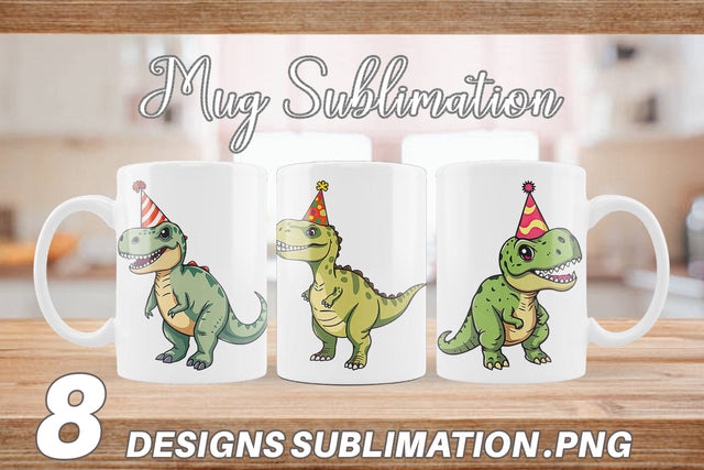 Mug Wrap Party Hat Dino Sublimation artnoy 