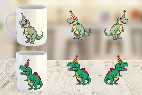 Mug Wrap Party Hat Dino Sublimation artnoy 