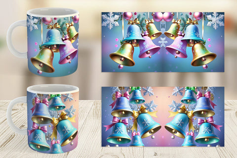 Mug Wrap Pastel Christmas Bells Sublimation artnoy 