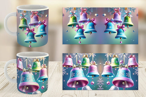 Mug Wrap Pastel Christmas Bells Sublimation artnoy 