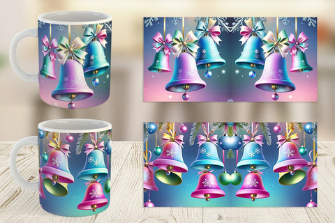 Mug Wrap Pastel Christmas Bells Sublimation artnoy 