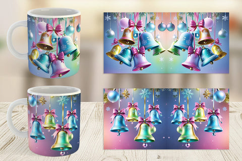 Mug Wrap Pastel Christmas Bells Sublimation artnoy 
