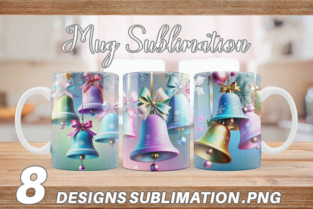 Mug Wrap Pastel Christmas Bells Sublimation artnoy 
