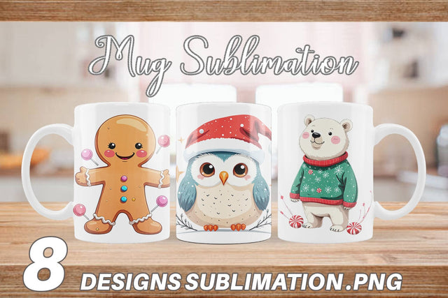 Mug Wrap Pastel Christmas Characters Sublimation artnoy 