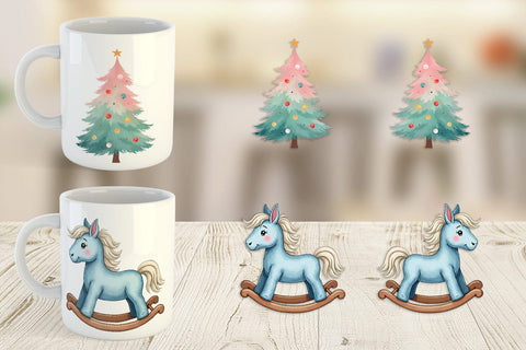 Mug Wrap Pastel Dreams Watercolor Christmas Sublimation artnoy 