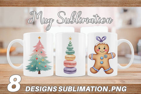 Mug Wrap Pastel Dreams Watercolor Christmas Sublimation artnoy 