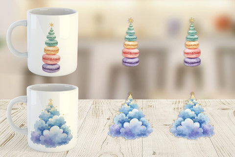 Mug Wrap Pastel Dreams Watercolor Christmas Sublimation artnoy 