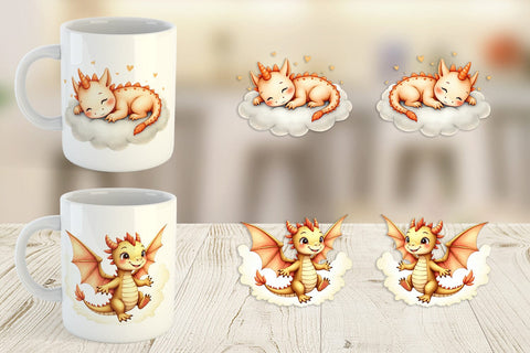 Mug Wrap Pastel Dreamy Dragons Sublimation artnoy 
