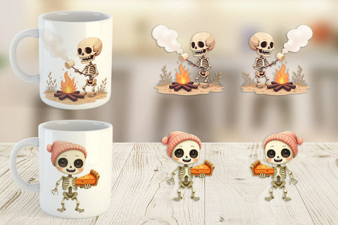 Mug Wrap Pastel Fall Skeletons Sublimation artnoy 