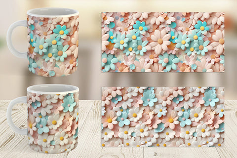 Mug Wrap Pastel Flower Pattern Sublimation artnoy 