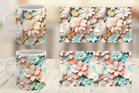 Mug Wrap Pastel Flower Pattern Sublimation artnoy 